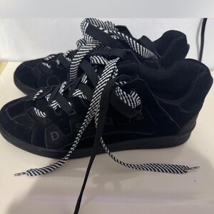 Black Sneakers with Striped Laces